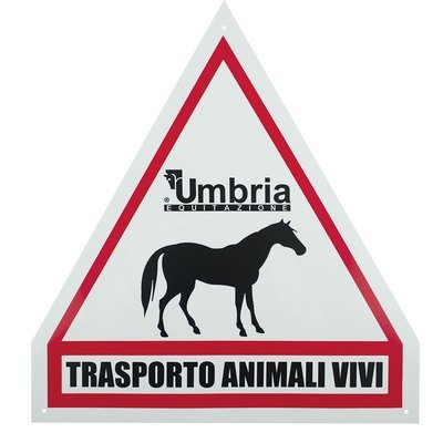 Umbria Equitazione Cartello triangolare in plastica Trasporto animali vivi per van