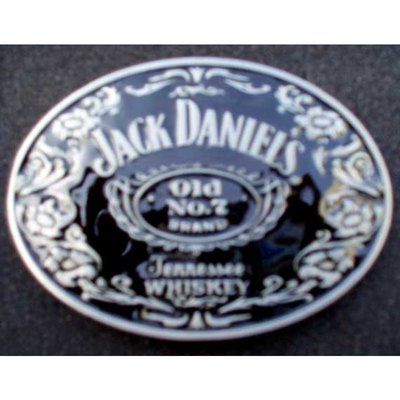 Jack Daniel's Fibbia per cintura jack daniel's smaltata nera a forno su metallo inox, forma ovale