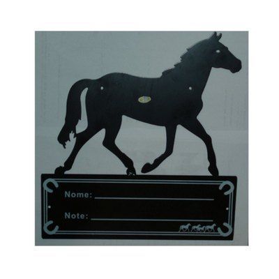 Sartore Targa portanome con cavallo in metallo nero