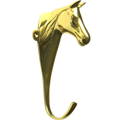 Sartore Appendibriglia con testa cavallo in ottone 15 cm
