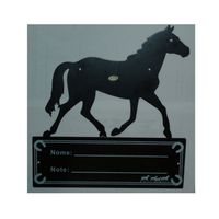 Targa portanome con cavallo in metallo nero